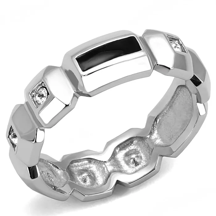 TK3281 High polished no plating Stainless Steel Ring with Top Grade Crystal in Clear Alamode Rings TK3281 High polished no plating Stainless Steel Ring with Top Grade Crystal in Clear Alamode Rings
