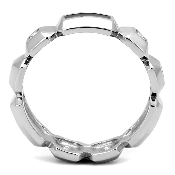 TK3281 High polished no plating Stainless Steel Ring with Top Grade Crystal in Clear Alamode Rings