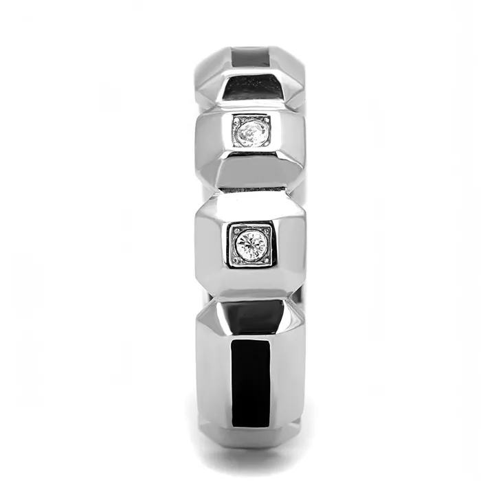 TK3281 High polished no plating Stainless Steel Ring with Top Grade Crystal in Clear Alamode Rings