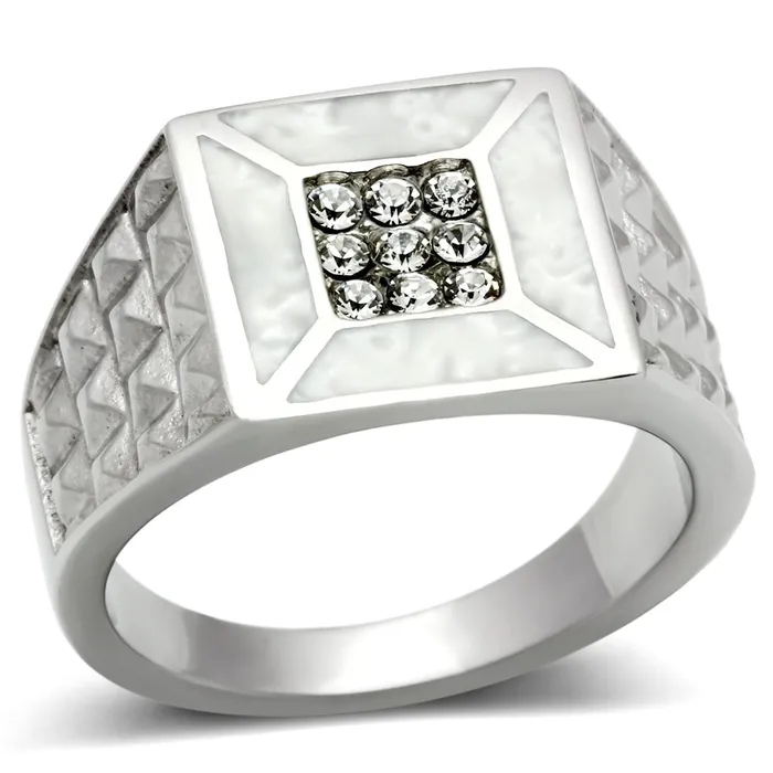 TK385 High polished no plating Stainless Steel Ring with Top Grade Crystal in Clear Alamode Rings TK385 High polished no plating Stainless Steel Ring with Top Grade Crystal in Clear Alamode Rings