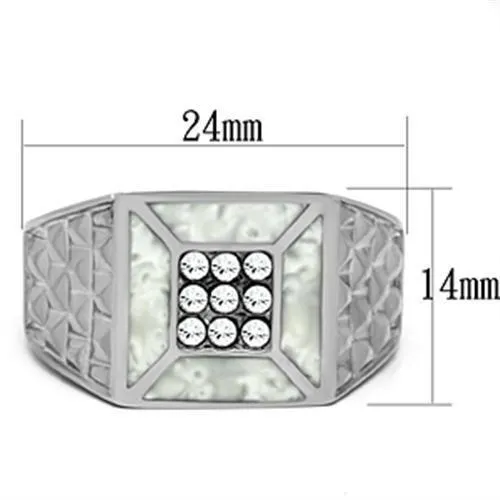 TK385 High polished no plating Stainless Steel Ring with Top Grade Crystal in Clear Alamode Rings