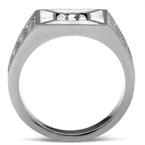 TK385 High polished no plating Stainless Steel Ring with Top Grade Crystal in Clear Alamode Rings