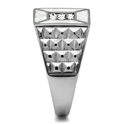 TK385 High polished no plating Stainless Steel Ring with Top Grade Crystal in Clear Alamode Rings