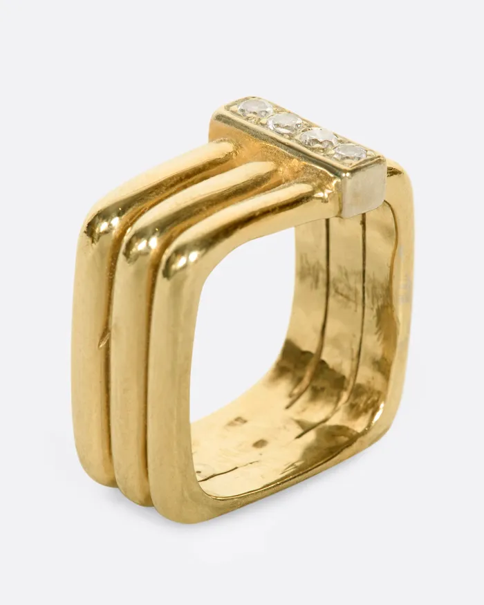VINTAGE Rings Stacked Square Ring