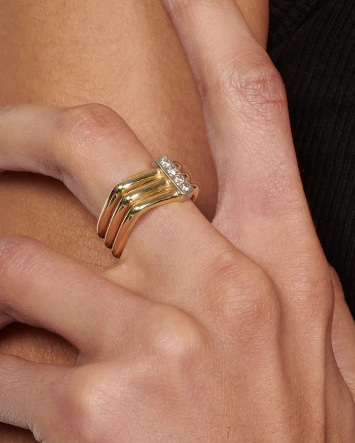 VINTAGE Rings Stacked Square Ring