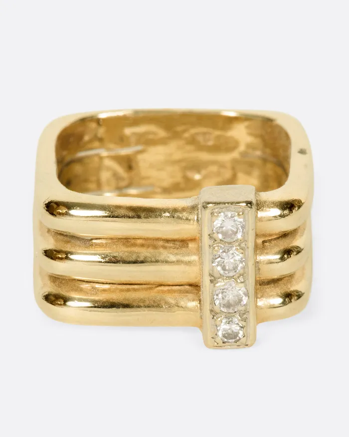 VINTAGE Rings Stacked Square Ring