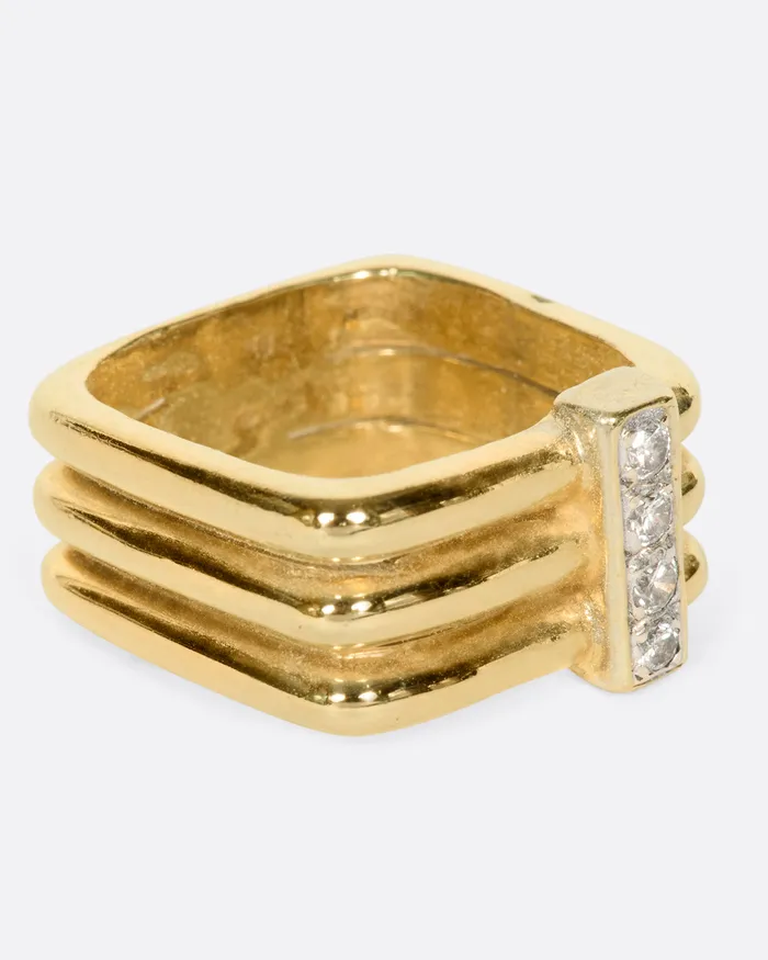 VINTAGE Rings Stacked Square Ring