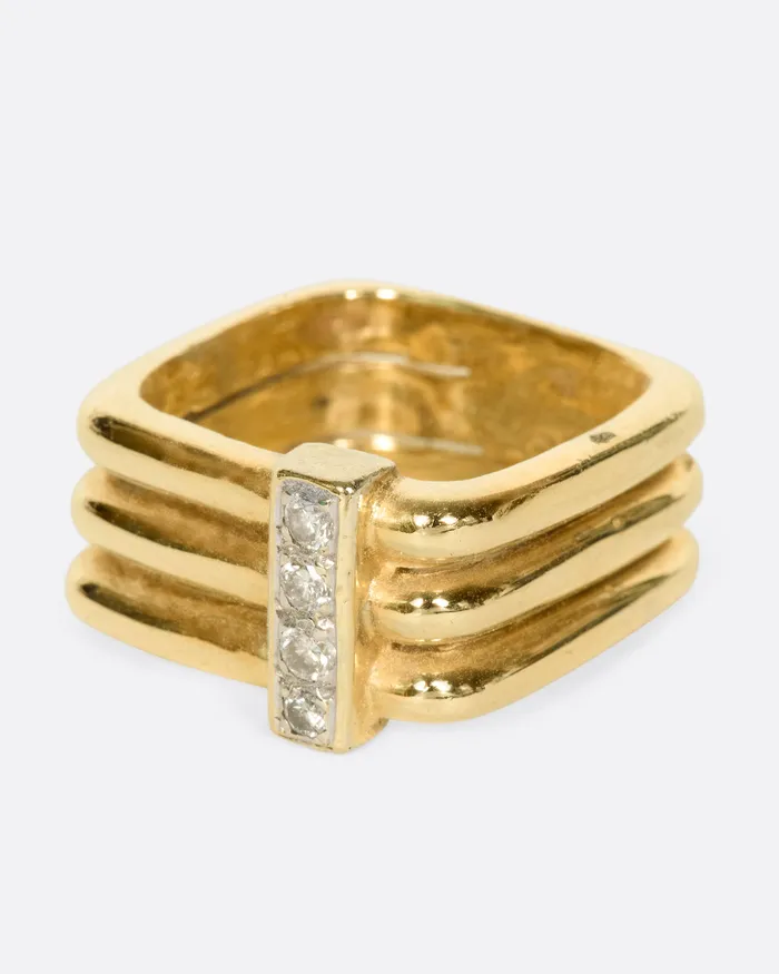 VINTAGE Rings Stacked Square Ring