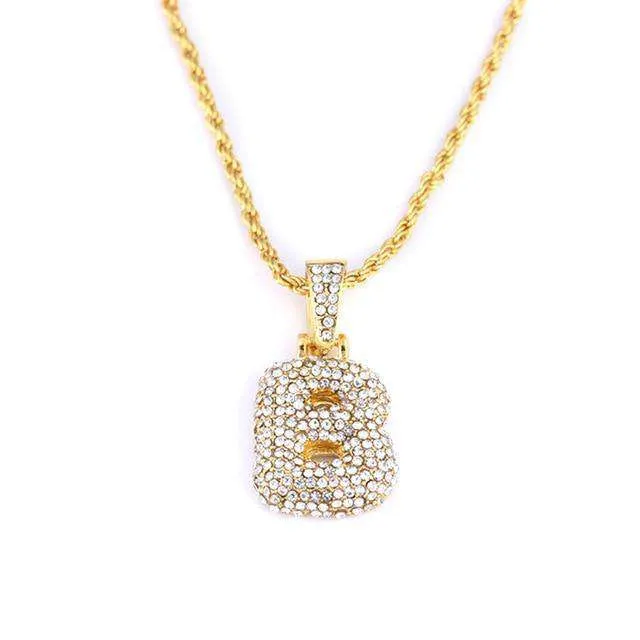 VVS Jewelry Necklaces Hailey Bieber Initial Bubble Letter Necklace