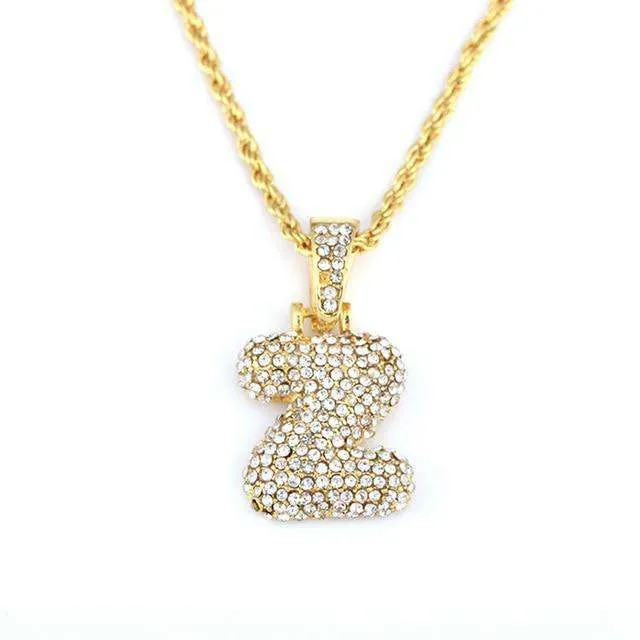 VVS Jewelry Necklaces Hailey Bieber Initial Bubble Letter Necklace
