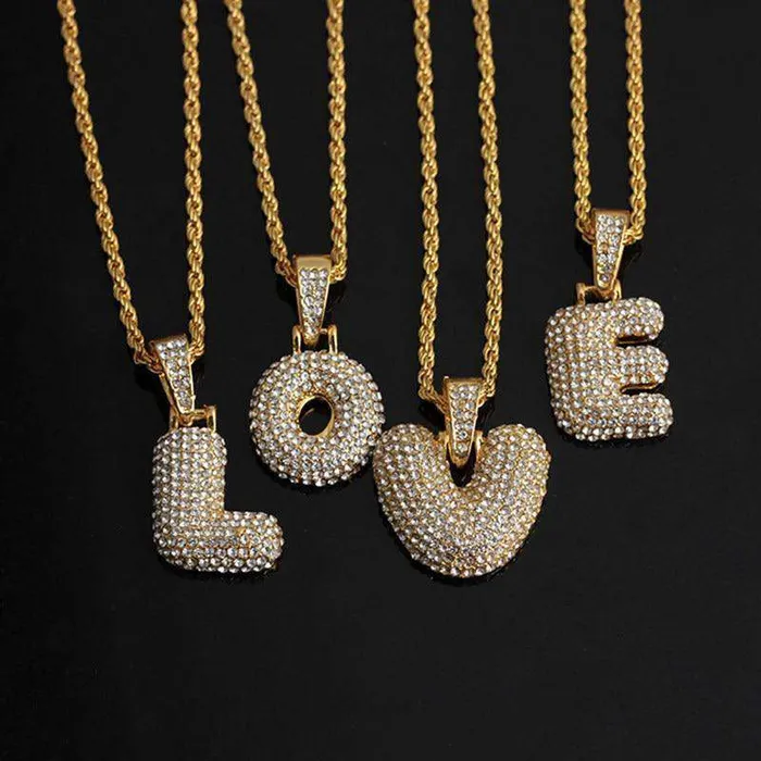 VVS Jewelry Necklaces Hailey Bieber Initial Bubble Letter Necklace
