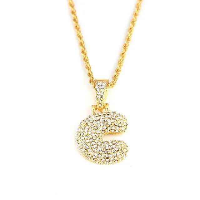 VVS Jewelry Necklaces Hailey Bieber Initial Bubble Letter Necklace