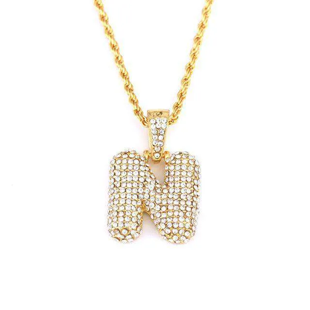 VVS Jewelry Necklaces Hailey Bieber Initial Bubble Letter Necklace