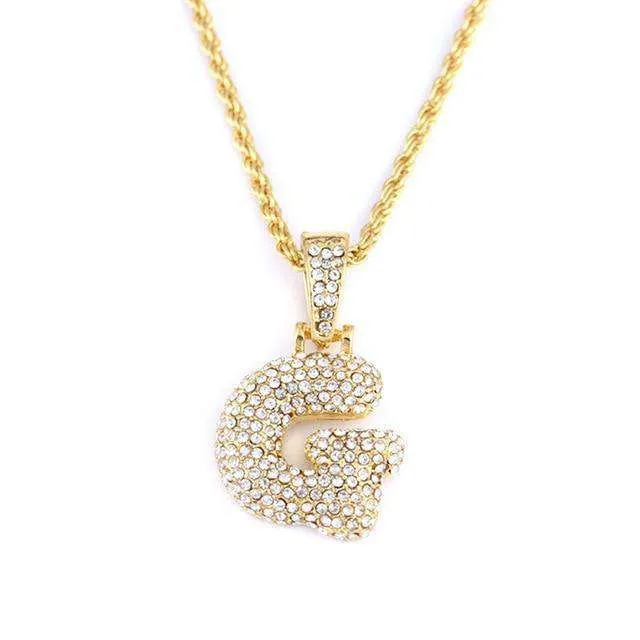 VVS Jewelry Necklaces Hailey Bieber Initial Bubble Letter Necklace