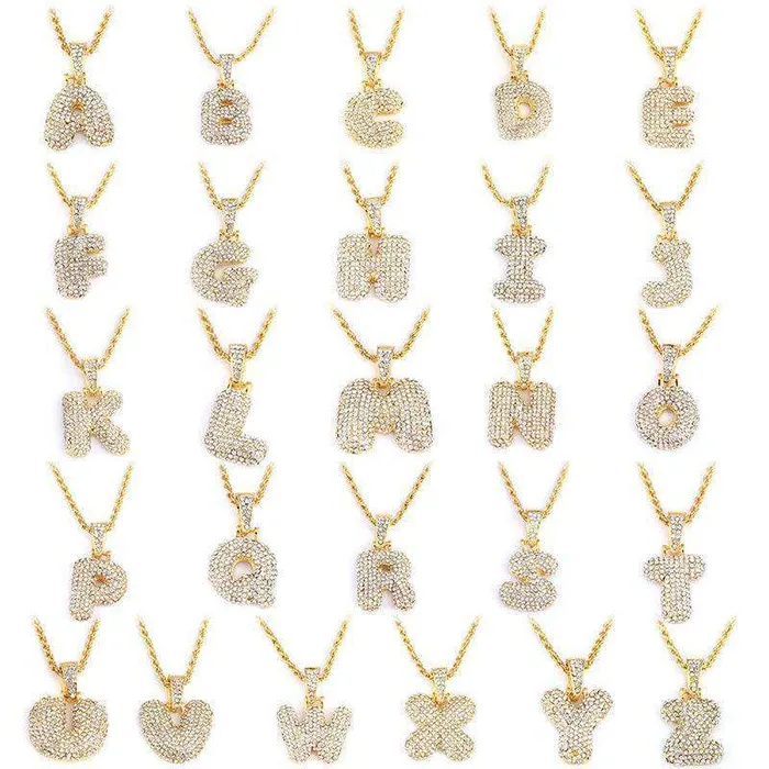 VVS Jewelry Necklaces Hailey Bieber Initial Bubble Letter Necklace