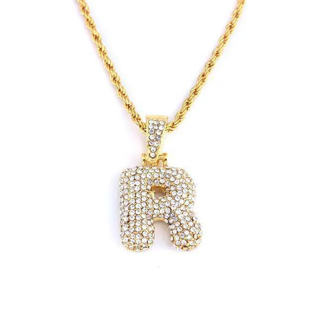 VVS Jewelry Necklaces Hailey Bieber Initial Bubble Letter Necklace
