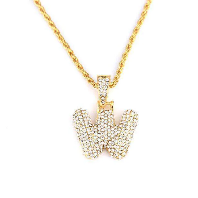VVS Jewelry Necklaces Hailey Bieber Initial Bubble Letter Necklace