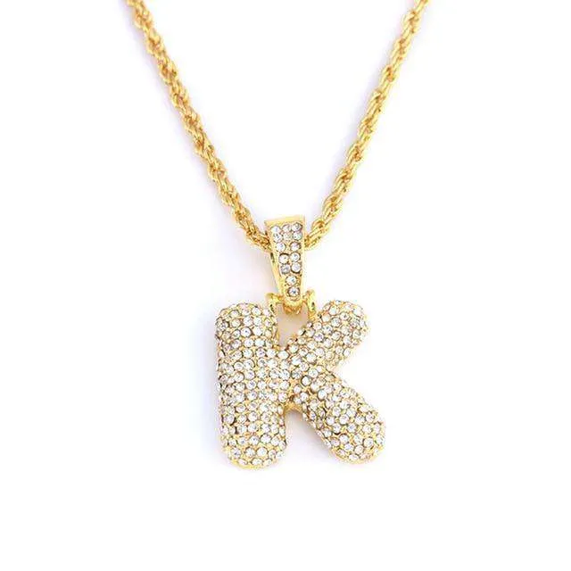 VVS Jewelry Necklaces Hailey Bieber Initial Bubble Letter Necklace