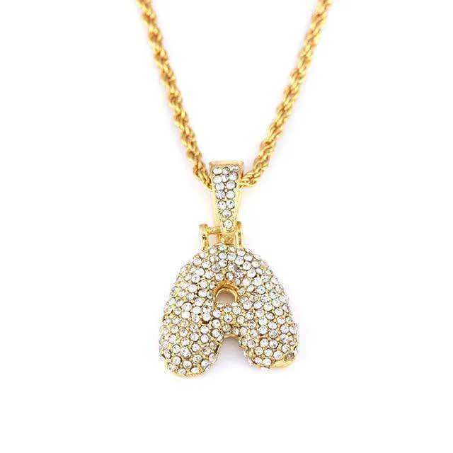 VVS Jewelry Necklaces Hailey Bieber Initial Bubble Letter Necklace