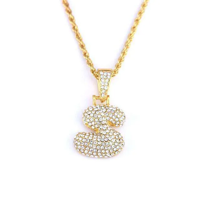 VVS Jewelry Necklaces Hailey Bieber Initial Bubble Letter Necklace