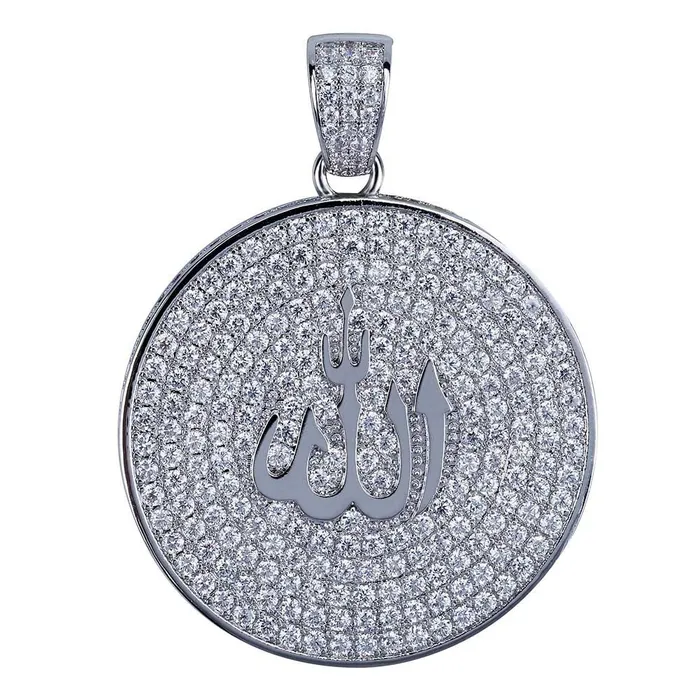 VVS Jewelry Necklaces Iced Out Round Allah Necklace