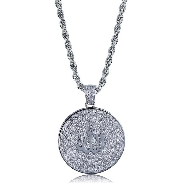 VVS Jewelry Necklaces Iced Out Round Allah Necklace