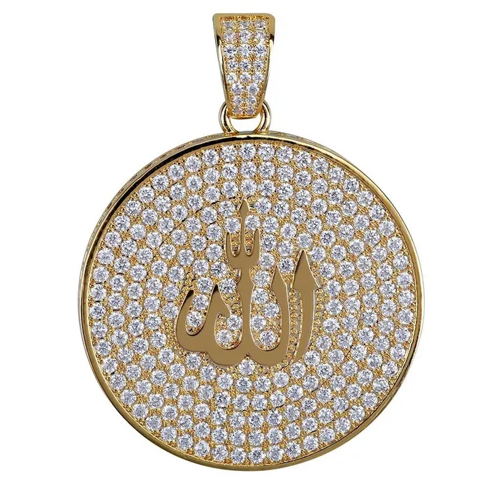 VVS Jewelry Necklaces Iced Out Round Allah Necklace