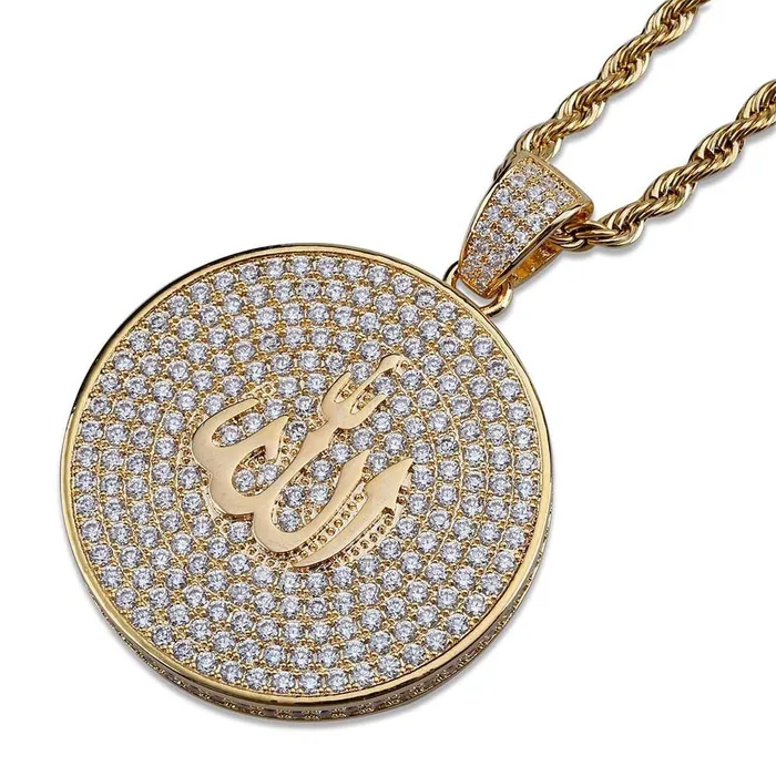VVS Jewelry Necklaces Iced Out Round Allah Necklace