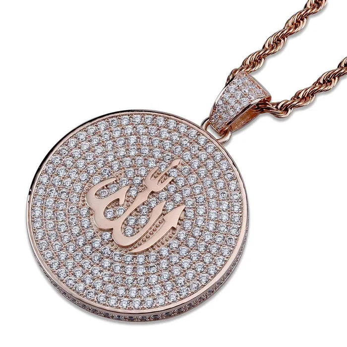 VVS Jewelry Necklaces Iced Out Round Allah Necklace