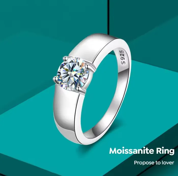 VVS Jewelry Rings Minimalist 1CT 925 Sterling Silver Moissanite Ring