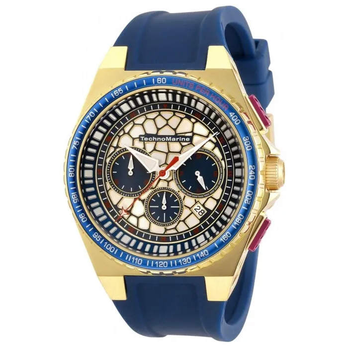 Watches TechnoMarine Technomarine Mens Chrono Watch Technocell Yellow Gold Case Blue Strap TM318067 Watches TechnoMarine Technomarine Mens Chrono Watch Technocell Yellow Gold Case Blue Strap TM318067