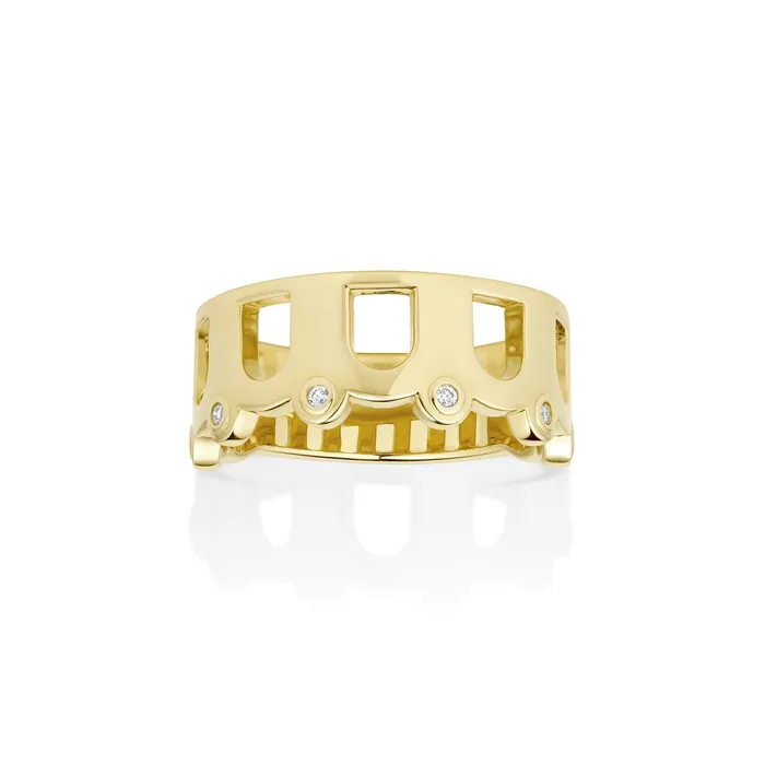 White Diamond Arches Band Marrow Fine Rings