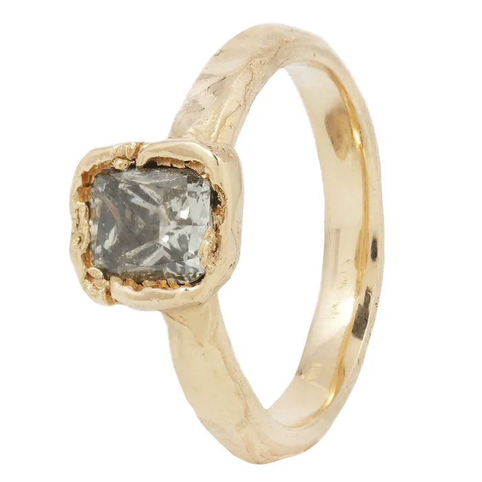 X Icy Gray Green Diamond Organic Ring Ellis Mhairi Cameron Rings
