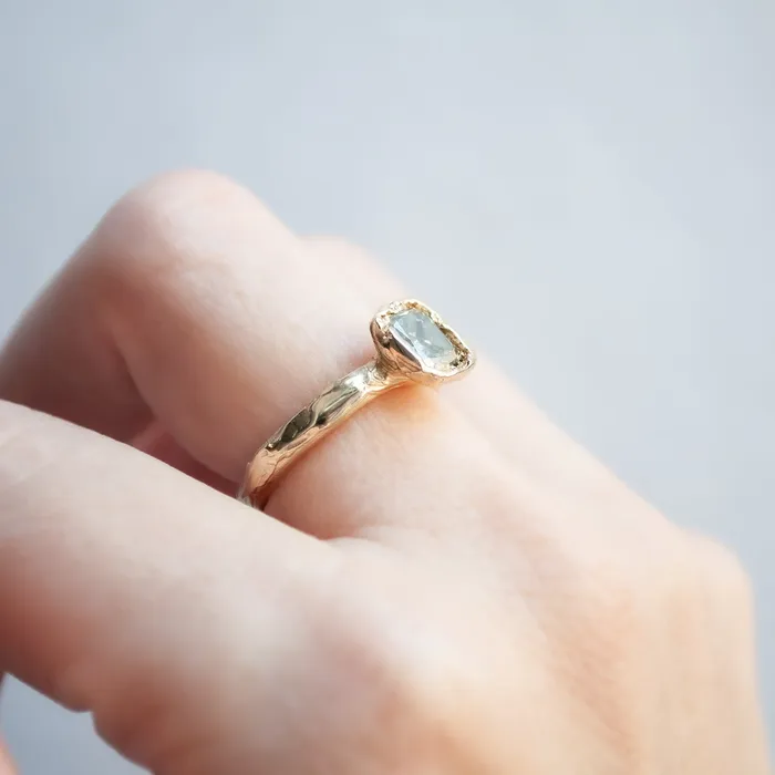 X Icy Gray Green Diamond Organic Ring Ellis Mhairi Cameron Rings