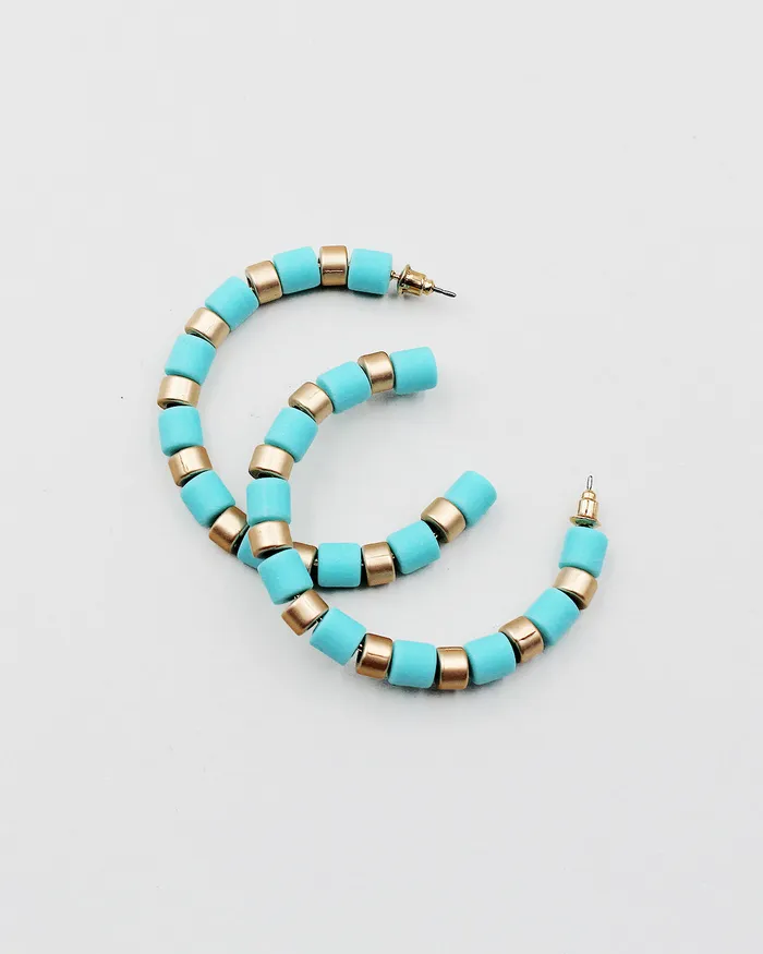052422 Earrings Smooth Resin Bead Open Hoop 052422 Earrings Smooth Resin Bead Open Hoop