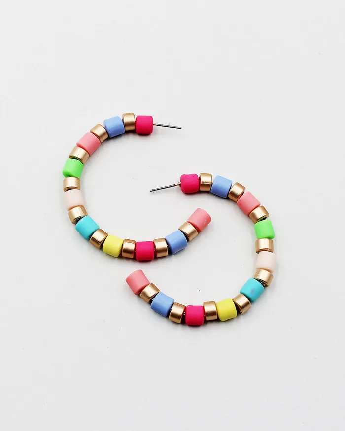 052422 Earrings Smooth Resin Bead Open Hoop 052422 Earrings Smooth Resin Bead Open Hoop