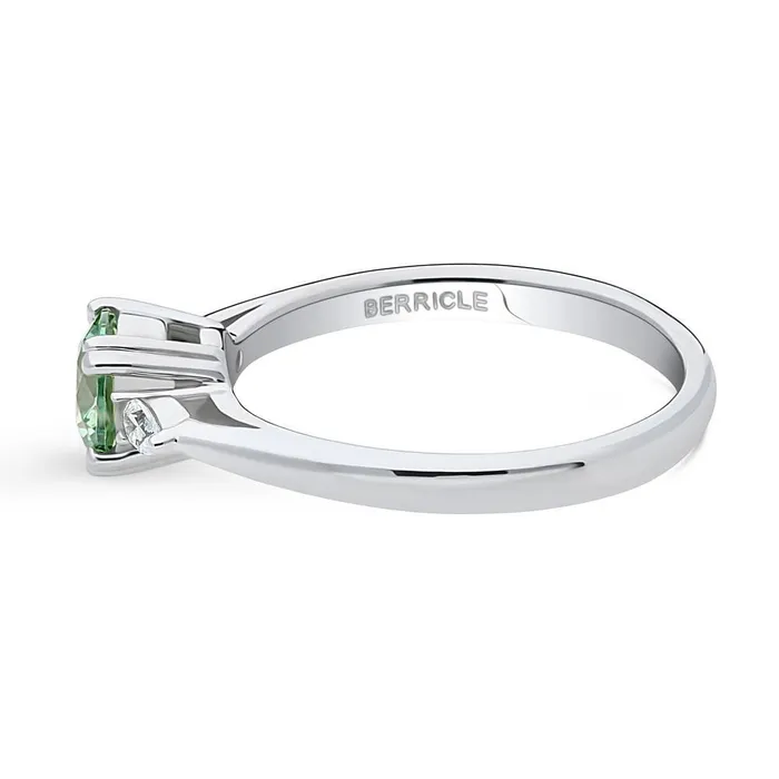 3Stone Green CZ Ring in Sterling Silver 08ct BERRICLE Rings