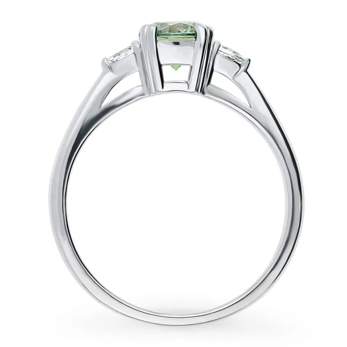 3Stone Green CZ Ring in Sterling Silver 08ct BERRICLE Rings