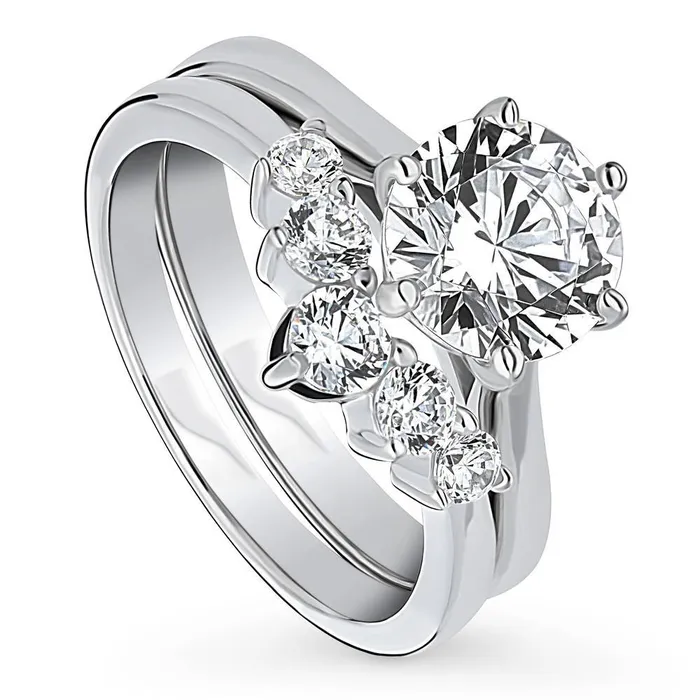 5Stone Solitaire 2ct CZ Ring Set in Sterling Silver BERRICLE Rings