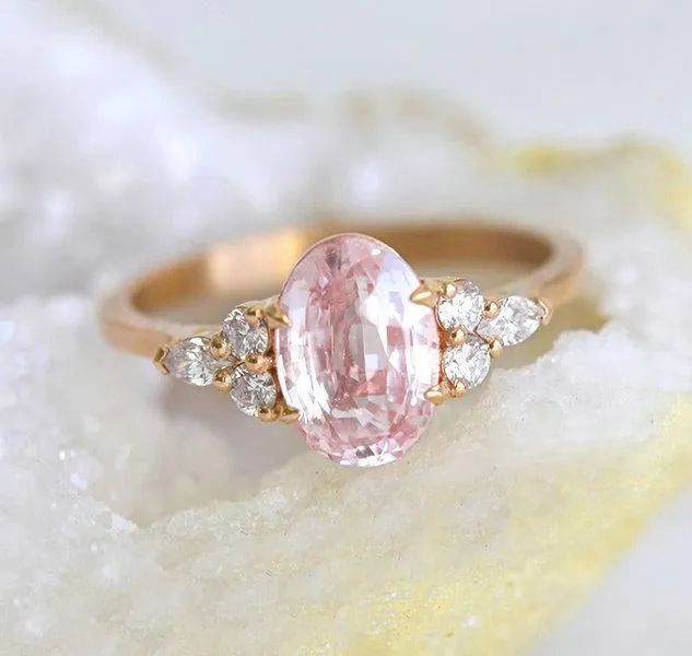 Alessandra Oval Sapphire Diamond Ring Capucinne Rings