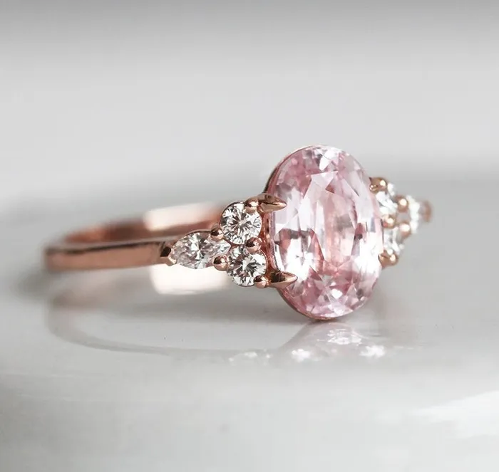 Alessandra Oval Sapphire Diamond Ring Capucinne Rings