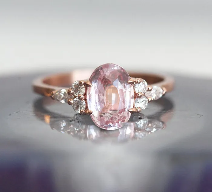 Alessandra Oval Sapphire Diamond Ring Capucinne Rings