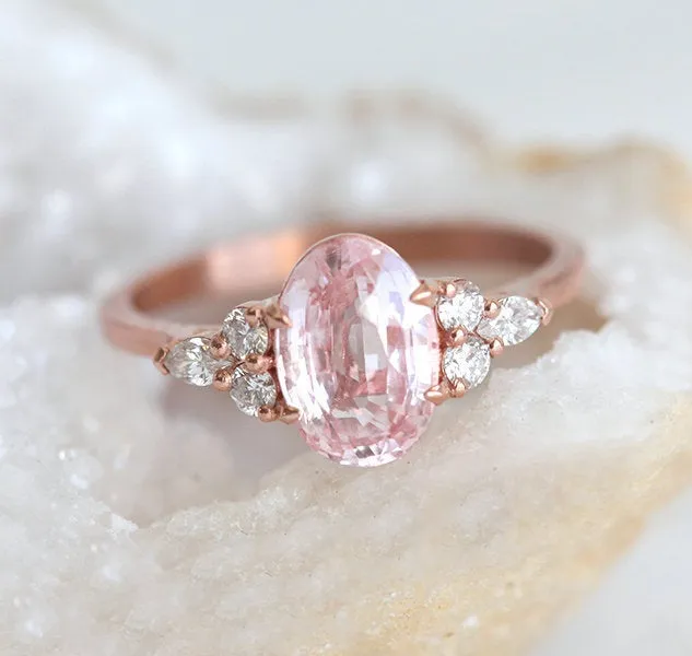 Alessandra Oval Sapphire Diamond Ring Capucinne Rings