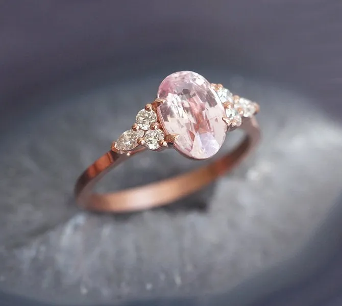 Alessandra Oval Sapphire Diamond Ring Capucinne Rings