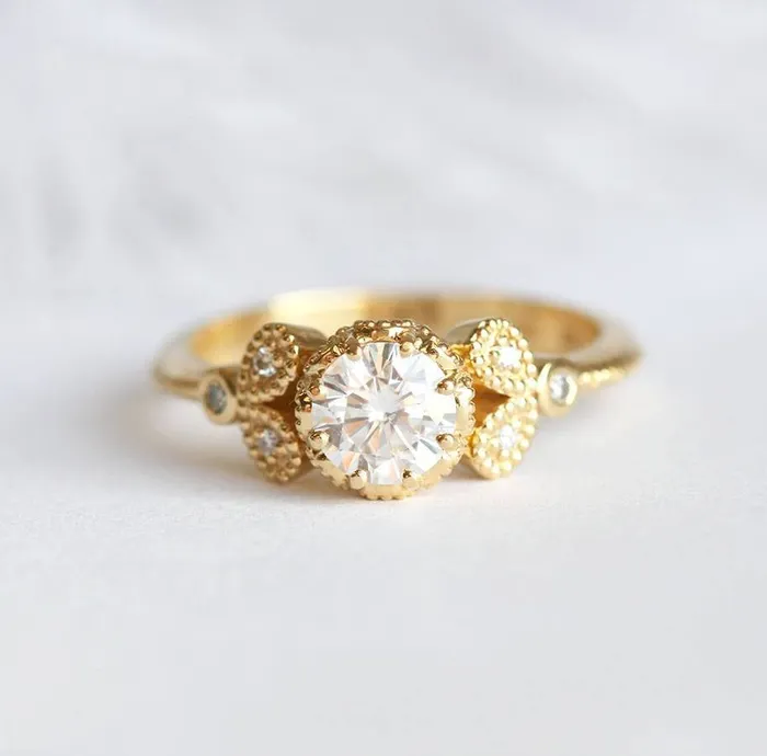 Amanda Moissanite Engagement Ring Capucinne Rings