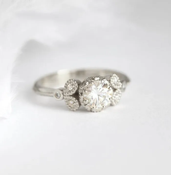 Amanda Moissanite Engagement Ring Capucinne Rings