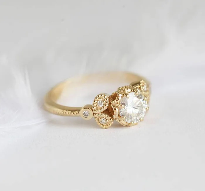Amanda Moissanite Engagement Ring Capucinne Rings