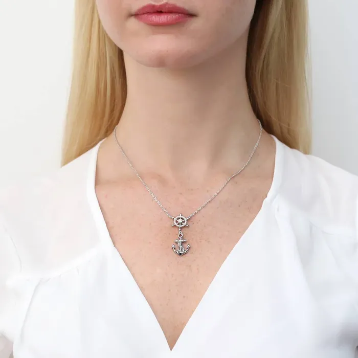 Anchor CZ Pendant Necklace in Sterling Silver BERRICLE Necklaces