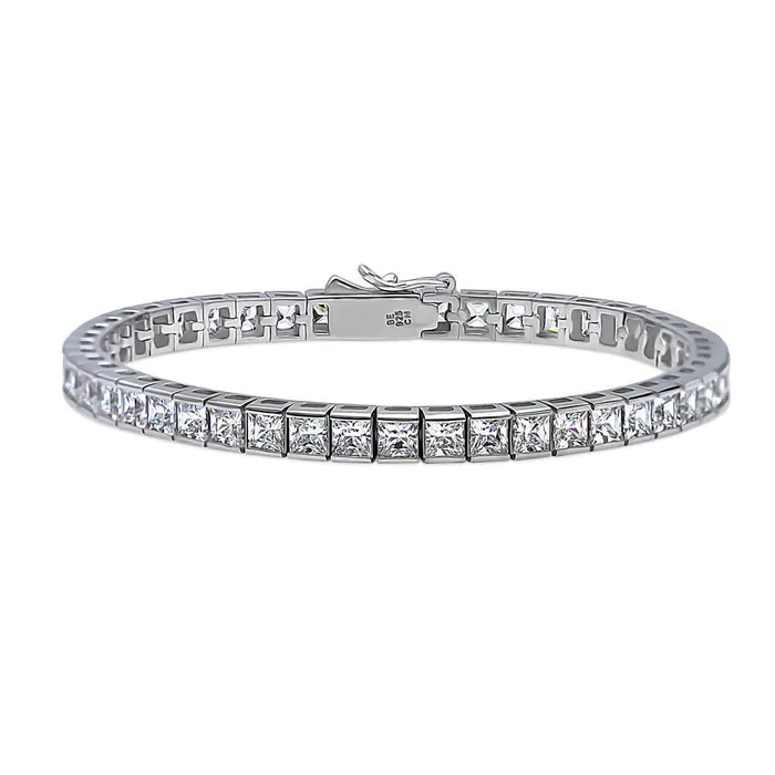 BERRICLE Bar Princess CZ Tennis Bracelet in Sterling Silver Bracelets