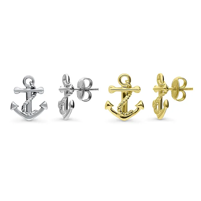 BERRICLE Earrings Anchor Stud Earrings in Sterling Silver 2 Pairs